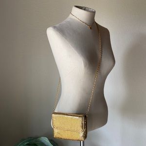 Vintage gold metal mesh Crossbody bag